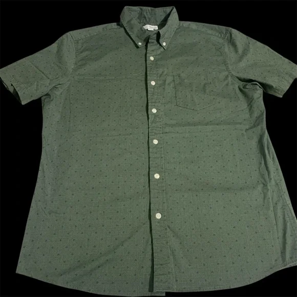 Sonoma Green Casual Button Down Shirt with Short Sleeves - Picture 2 of 5